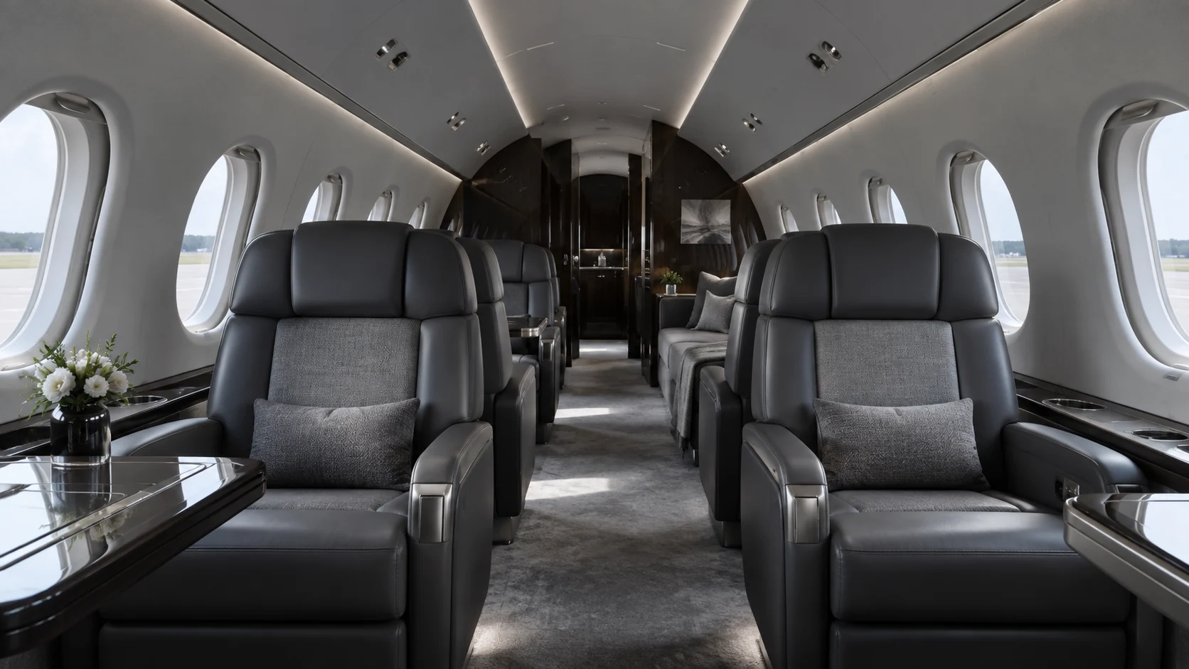 AI concept illustration of an aircraft cabin